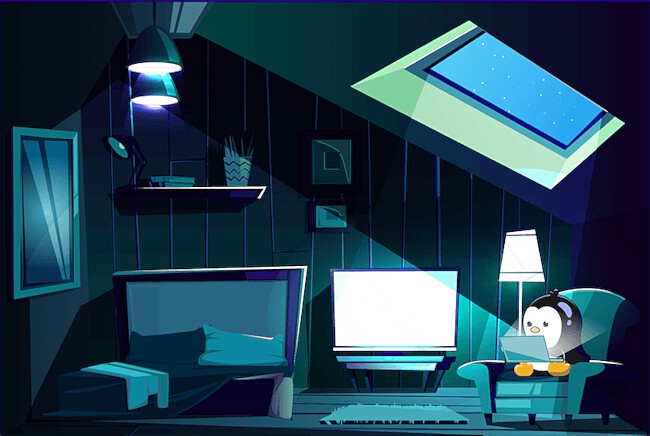 Cozy attic created by [vectorpouch](https://www.freepik.com/vectors/poster) and tux created by [catalyststuff](https://www.freepik.com/vectors/baby) &ampmdash; freepik.com