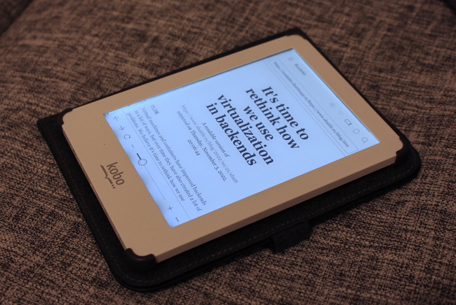 The browser on my old Kobo eBook reader using the readability proxy.